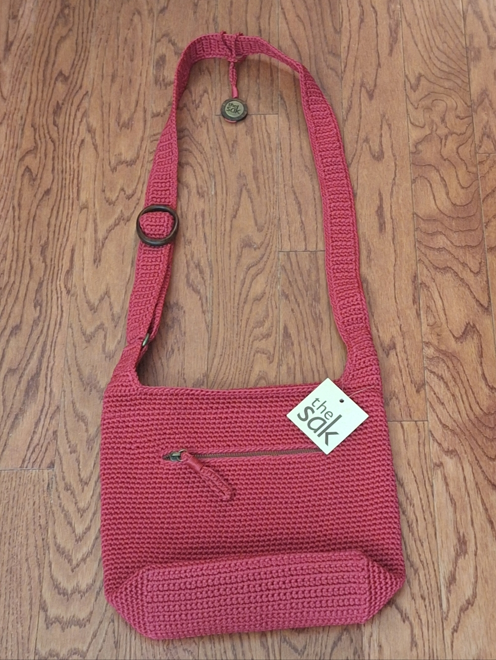 The Sak Crochet Crossbody Bag in Rose Red
